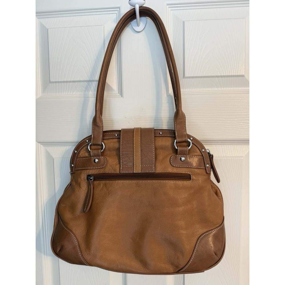 Vintage Y2K Barr + Barr New York Brown Leather Floral Slouchy Hobo Shoulder Bag - Picture 3 of 16